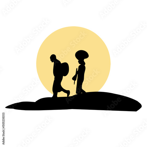Silhouette Vector Two Hiker