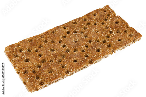 Crispbread cracker isolated on a transparent background. Completely in focus. Full depth of field. PNG.