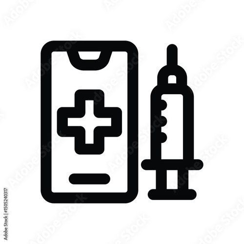 vaccine app line icon. Clean and minimalist vector icon for websites, mobile apps, presentations, and logos. Fully scalable and customizable for any project.