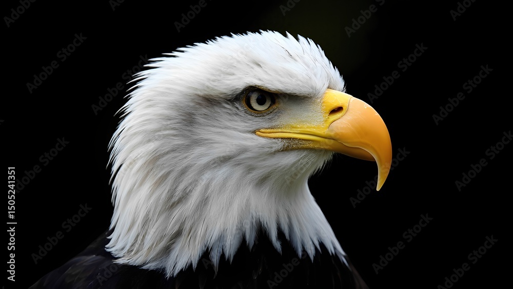 Obraz premium Majestic eagle portrait nature reserve wildlife photography dark background close-up symbol of freedom