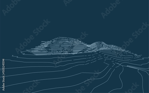 Wireframe surrounding contour. Topographic element pattern for background. Landscape topography contour line and layer. Vector illustration.