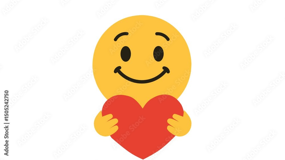Smiling Emoji Holding a Heart Representing Love and Positivity
