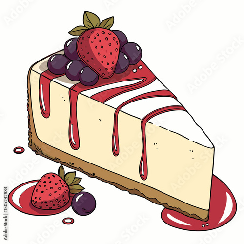 Realistic vector illustration of a delicious full cheesecake, perfect for food-themed digital designs, menus, posters, and micro stock projects.