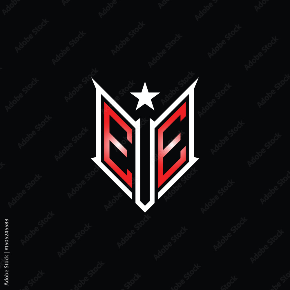 Fototapeta premium Modern Lettermark Logo with Star and Red Gradient on Black Background