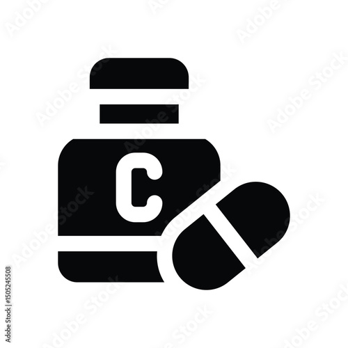 vitamin glyph icon. Strong and solid vector icon for websites, mobile interfaces, presentations, and visual branding. High quality and easy to edit.