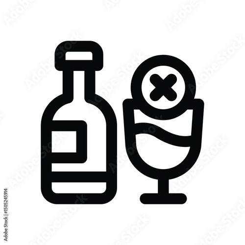 no alcohol line icon. Clean and minimalist vector icon for websites, mobile apps, presentations, and logos. Fully scalable and customizable for any project.