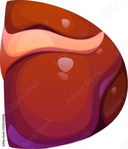 Medicine font type, liver organ letter D. Healthcare type symbol, medicine human organ isolated cartoon vector ABC font element. Medical English alphabet sign or hospital typeset letter