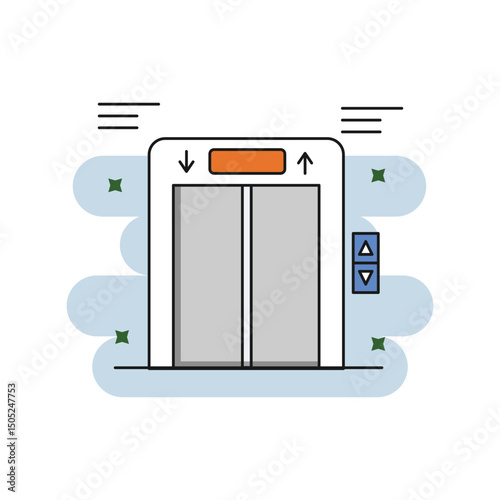 Elevator  color line icon with white background vector stock illustration