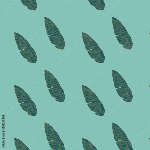 Seamless pattern with palm leaves on black background