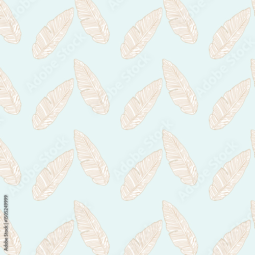 Seamless pattern with palm leaves on black backgroun