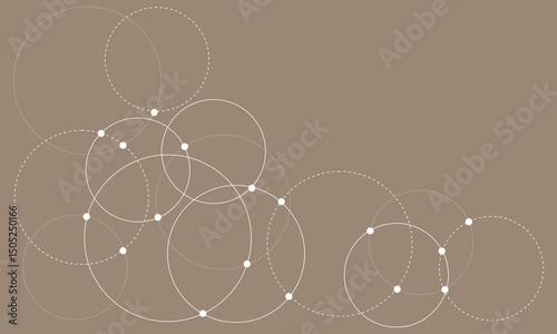 Abstract background with intersecting rings, circles and dots. Connection circles background. Minimal abstract background. Vector Illustration . EPS 20 .  