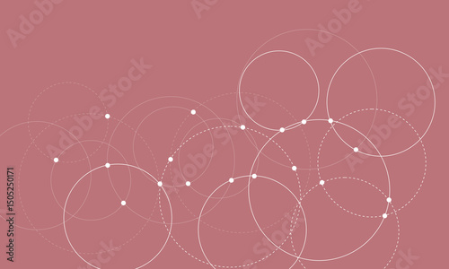 Abstract background with intersecting rings, circles and dots. Connection circles background. Minimal abstract background. Vector Illustration . EPS 20 .  
