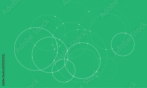 Abstract background with intersecting rings, circles and dots. Connection circles background. Minimal abstract background. Vector Illustration . EPS 20 .  