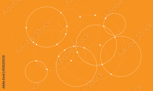 Abstract background with intersecting rings, circles and dots. Connection circles background. Minimal abstract background. Vector Illustration . EPS 20 .  