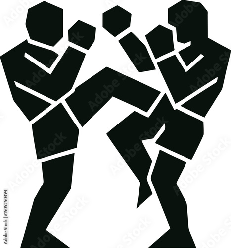 Abstract martial arts combat silhouette illustration