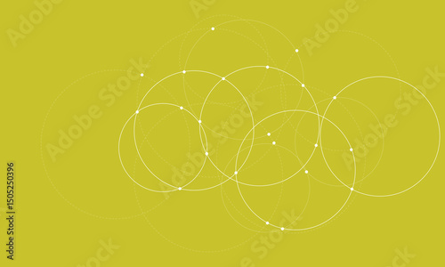 Abstract background with intersecting rings, circles and dots. Connection circles background. Minimal abstract background. Vector Illustration . EPS 20 .  