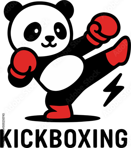 Cartoon panda engages in kickboxing stance
