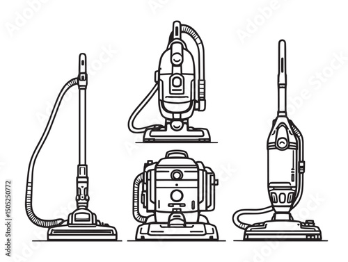 Minimalist vacuum cleaner line art perfect for stock vectors
