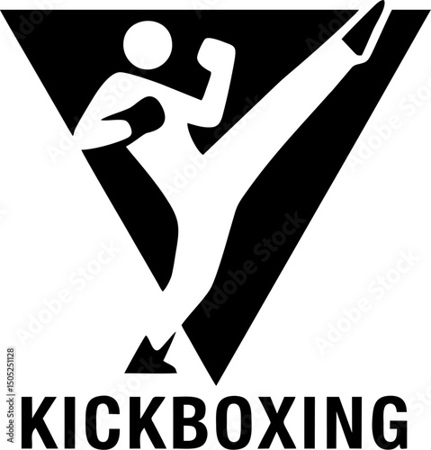 Dynamic kickboxing logo featuring silhouetted fighter