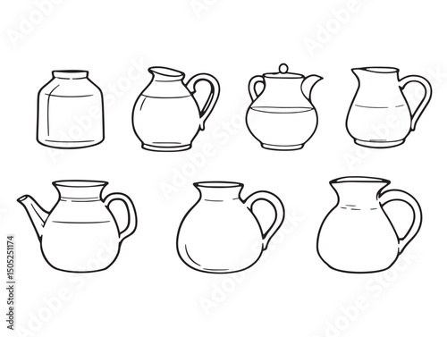 minimalist water jug line art illustration for stock usage