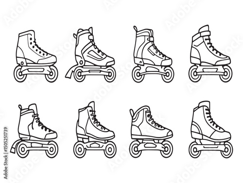 Modern rollerblades line art style suitable for stock vectors