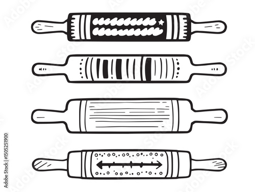 modern rolling pin line art drawing for bakery