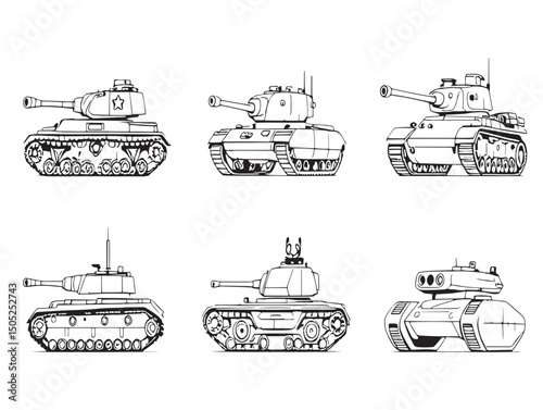 modern tank line art illustration for creative projects