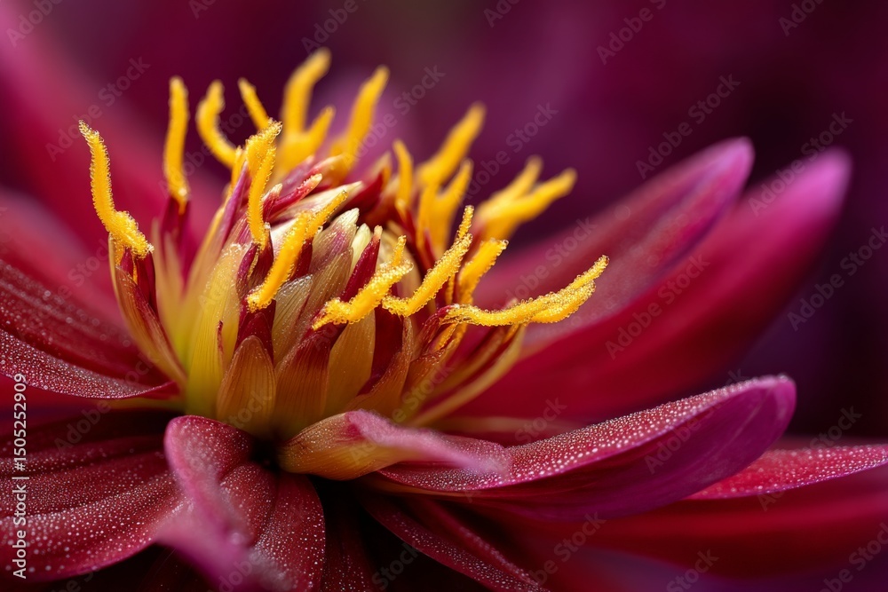 Vibrant water lily showcasing intricate petals and bright yellow stamens in a serene pond setting Vibrant water lily showcasing intricate petals and bright yellow stamens in a serene pond setting