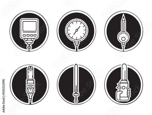 modern tire pressure gauge line art vector for stock usage