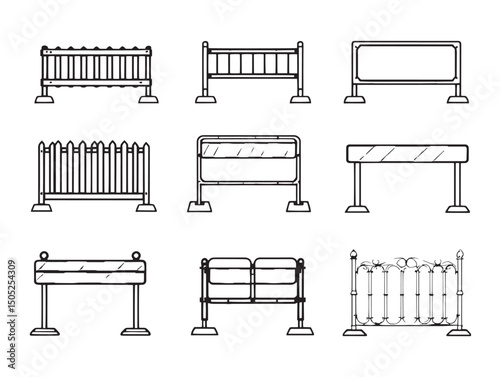 road barrier line art vector for urban street design