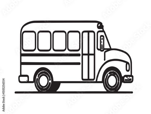 school bus line art simple clean vector illustration
