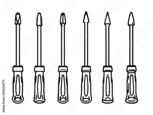screwdriver line art simple clean vector drawing design