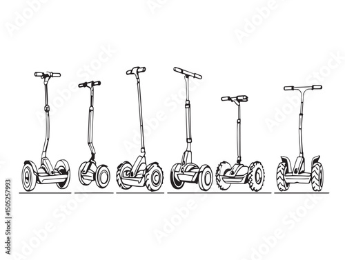 segway line art modern mobility scooter icon design