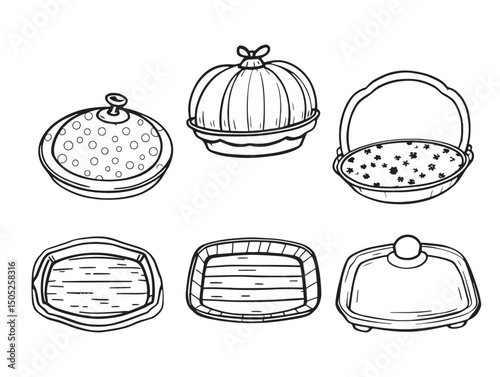 Serving tray line art outline vector illustration design