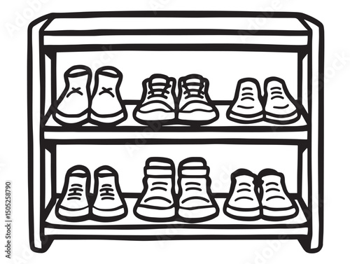 shoe rack line art modern minimalist furniture design