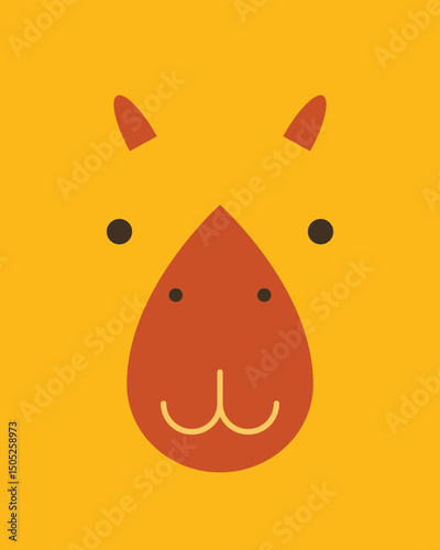 Capybara character. Cartoon cute face of animal for baby card, poster, baby shower invitation, nursery wall art, room decoration, printing on fabric. Vector illustration for applique, embroidery 
