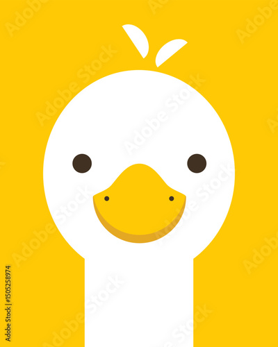 Gosling character. Cartoon cute face of animal for baby card, poster, baby shower invitation, nursery wall art, room decoration, printing on fabric. Flat vector illustration for applique, embroidery