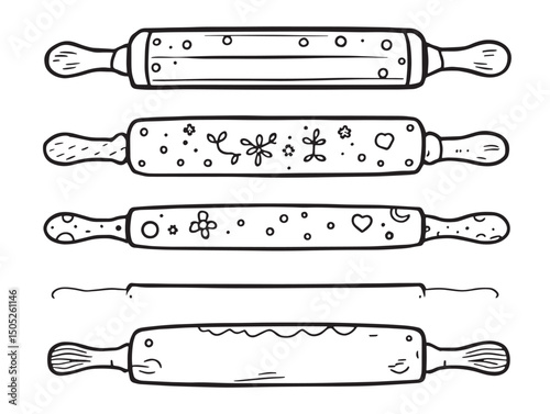 simple rolling pin line art for kitchen design