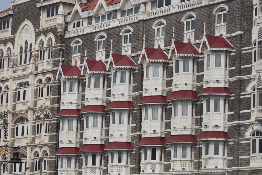 Obraz premium The Taj Mahal Palace Hotel Photography While Traveling Mumbai. One Of The Luxurious Hotels In India