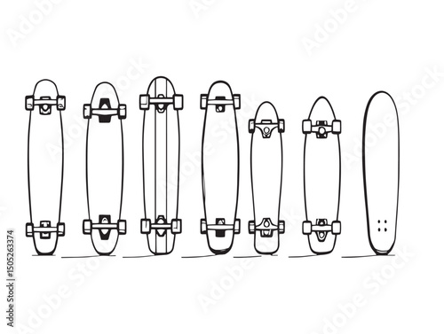 skateboard line art illustration for modern design