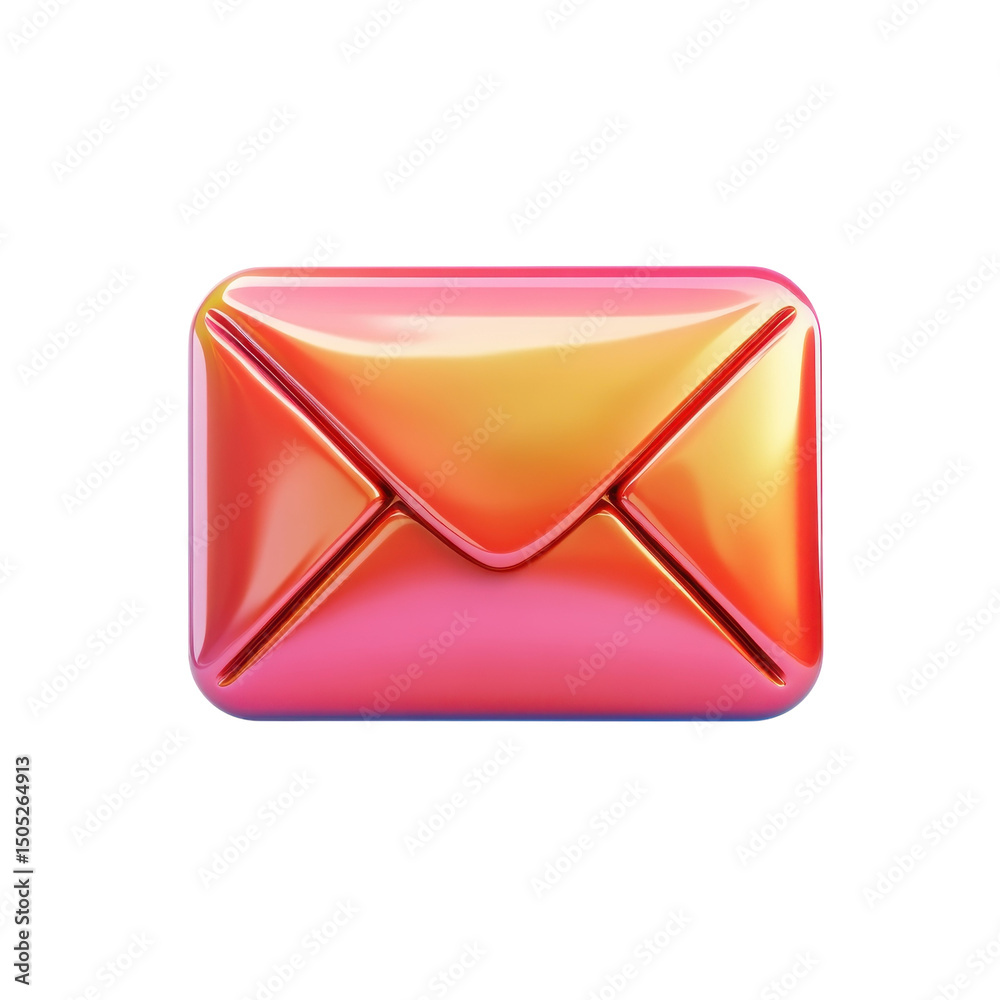 Sending a vibrant glossy email with warm sunset hues representing digital on transparent background Sending a vibrant glossy email with warm sunset hues representing digital on transparent background