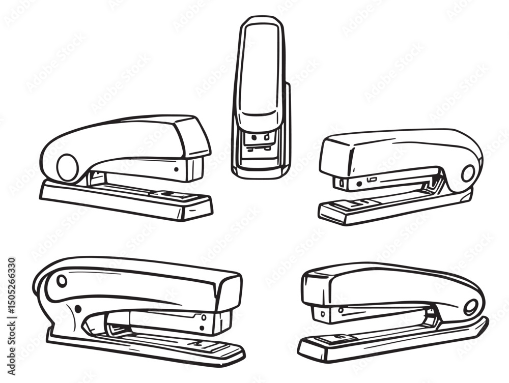 Stapler line art illustration with minimalistic vector style