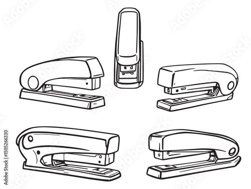 Stapler line art illustration with minimalistic vector style