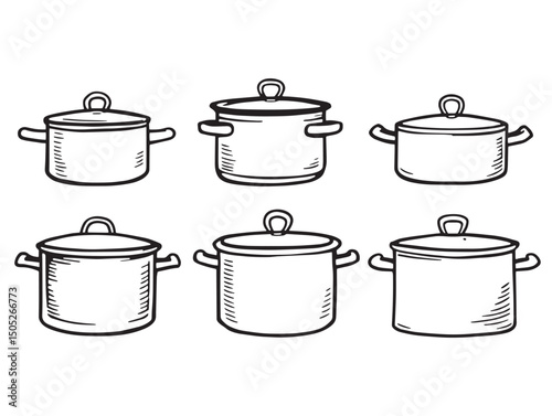 stockpot line art vector illustration perfect for kitchen designs