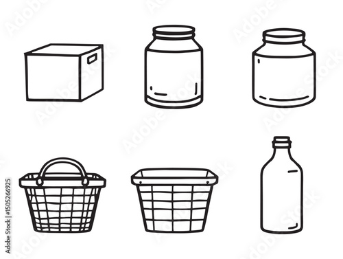 storage container line art design for modern organization solutions
