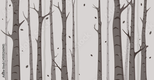 Birch Tree Silhouette Background, illustration for nursery, wall, book cover, backdrop, greeting cards and Interior design for kids room