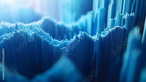 Abstract 3D background with creative modern design elements illustrating economic data and financial charts. High-quality, detailed visual for business, finance, and data analysis concepts.