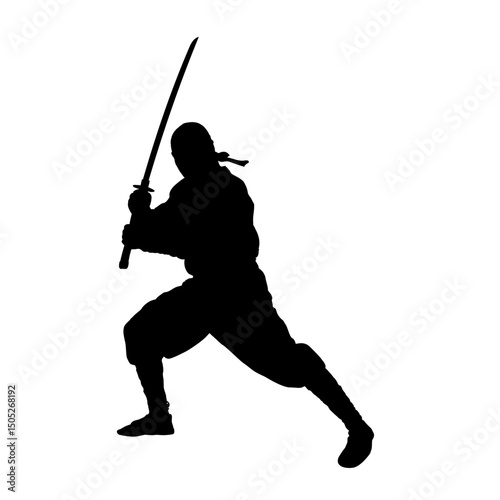 ninja warrior silhouette with katana – vector illustration	