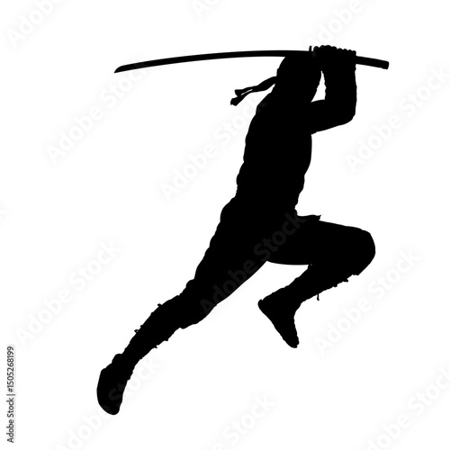 ninja warrior silhouette with katana – vector illustration	