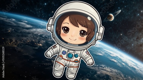 Chibi-style astronaut floating in space, sticker design”
*A cute representation of space exploration, ideal for sci-fi enthusiasts. *